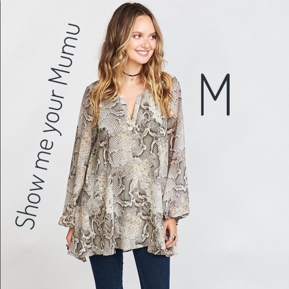 Show Me Your MuMu Tops - Show Me Your Mumu Jamie Tunic in Sandy Snake NWT